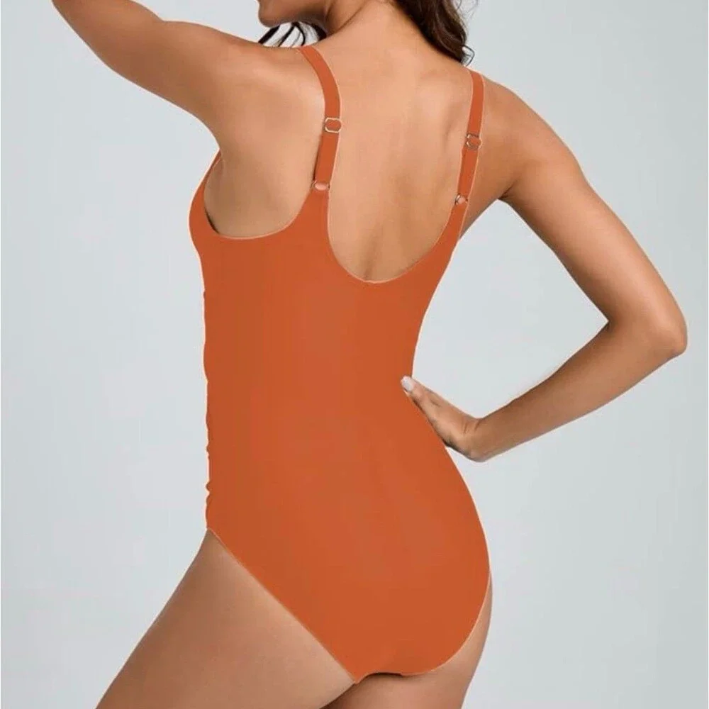 Danga Bay Tummy Control One Piece Swimsuit Size L Orange New With Tag